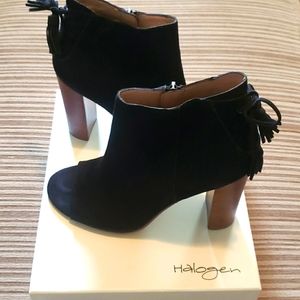 (Hautelook) Open Toe Black Suede Bootie by Halogen